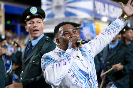 Rio, Brazil - April 24, 2022: Samba School Vila Isabel in the Rio Carnival, held at the Marques de Sapucai Sambadromeのeditorial素材