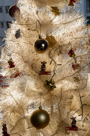 Brazilian Christmas tree backlit with ballsの写真素材