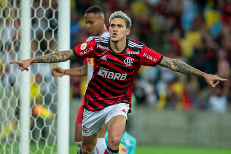 Rio, Brazil - October 01, 2022 - Pedro player in match between Flamengo vs Bragantino by 29 round of Brazilian Championship in Maracana Stadiumのeditorial素材