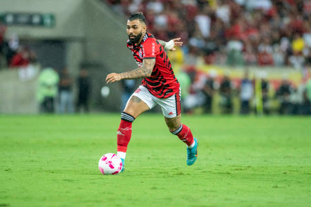 Rio, Brazil - October 01, 2022 - Gabriel Barbosa Gabigol player in match between Flamengo vs Bragantino by 29 round of Brazilian Championship in Maracana Stadiumのeditorial素材