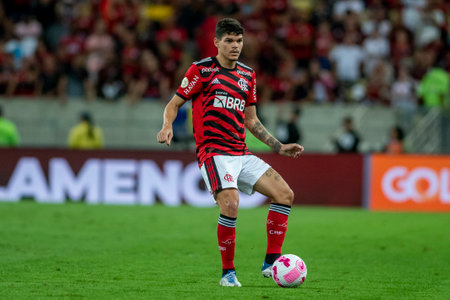 Rio, Brazil - October 01, 2022 - Ayrton Lucas player in match between Flamengo vs Bragantino by 29 round of Brazilian Championship in Maracana Stadiumのeditorial素材