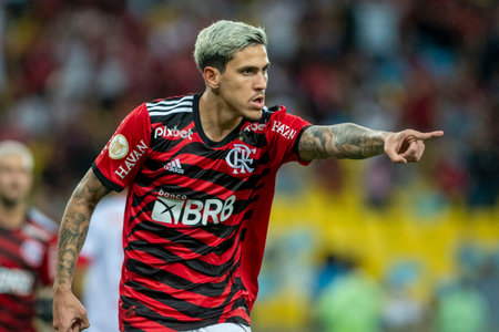 Rio, Brazil - October 01, 2022 - Pedro player in match between Flamengo vs Bragantino by 29 round of Brazilian Championship in Maracana Stadiumのeditorial素材