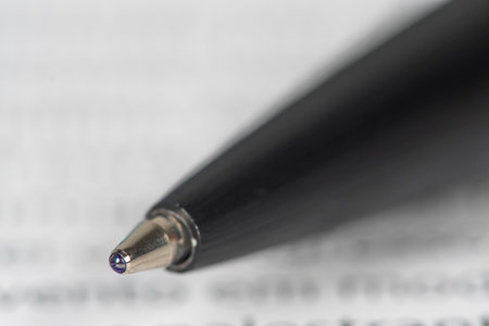ballpoint pen tip detail with blurred backgroundの写真素材