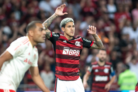 Rio, Brazil - October 05, 2022 - Pedro player in match between Flamengo vs Internacional by 30 round of Brazilian Championship in Maracana Stadiumのeditorial素材