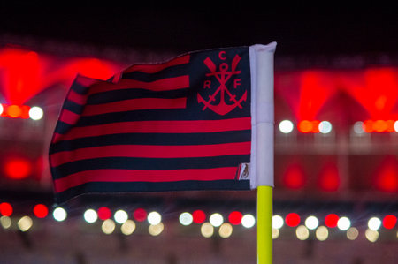 Rio, Brazil - October 15, 2022 - Corner Flag player in match between Flamengo vs Atletico MG by 32 round of Brazilian Championship, A serie in Maracana Stadiumのeditorial素材
