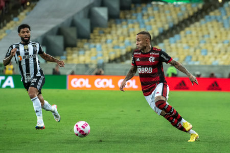 Rio, Brazil - October 15, 2022 - Everton Cebolinha player in match between Flamengo vs Atletico MG by 32 round of Brazilian Championship, A serie in Maracana Stadiumのeditorial素材