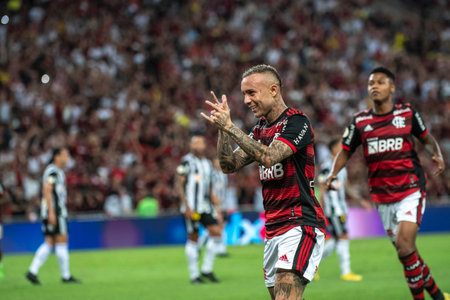 Rio, Brazil - October 15, 2022 - Everton Cebolinha player in match between Flamengo vs Atletico MG by 32 round of Brazilian Championship, A serie in Maracana Stadiumのeditorial素材