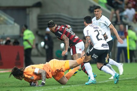 Rio, Brazil - October 19, 2022: Cassio player in match between Flamengo vs Corinthians by second match of final round of Brazilian Cup in Maracana Stadiumのeditorial素材