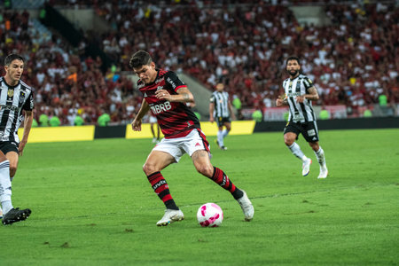 Rio, Brazil - October 15, 2022 - Ayrton Lucas player in match between Flamengo vs Atletico MG by 32 round of Brazilian Championship, A serie in Maracana Stadiumのeditorial素材
