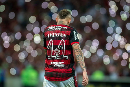 Rio, Brazil - October 15, 2022 - Everton Cebolinha player in match between Flamengo vs Atletico MG by 32 round of Brazilian Championship, A serie in Maracana Stadiumのeditorial素材