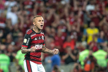 Rio, Brazil - October 19, 2022: Everton Cebolinha player in match between Flamengo vs Corinthians by second match of final round of Brazilian Cup in Maracana Stadiumのeditorial素材