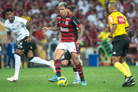 Rio, Brazil - October 19, 2022: Pedro player in match between Flamengo vs Corinthians by second match of final round of Brazilian Cup in Maracana Stadiumのeditorial素材