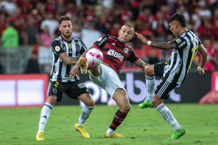 Rio, Brazil - October 15, 2022 - Everton Cebolinha player in match between Flamengo vs Atletico MG by 32 round of Brazilian Championship, A serie in Maracana Stadiumのeditorial素材
