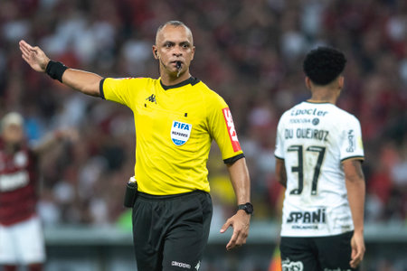 Rio, Brazil - October 19, 2022: Wilton Pereira Sampaio referee in match between Flamengo vs Corinthians by second match of final round of Brazilian Cup in Maracana Stadiumのeditorial素材