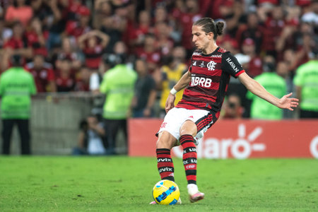 Rio, Brazil - October 19, 2022: Filipe LuÃ­s player in match between Flamengo vs Corinthians by second match of final round of Brazilian Cup in Maracana Stadiumのeditorial素材