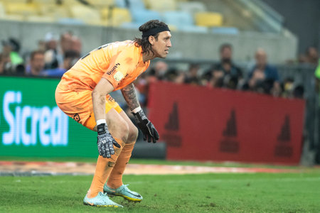 Rio, Brazil - October 19, 2022: Cassio player in match between Flamengo vs Corinthians by second match of final round of Brazilian Cup in Maracana Stadiumのeditorial素材