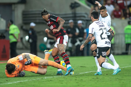 Rio, Brazil - October 19, 2022: Gabriel Barbosa (Gabigol) and Cassio player in match between Flamengo vs Corinthians by second match of final round of Brazilian Cup in Maracana Stadiumのeditorial素材