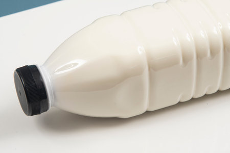 1 liter plastic milk pot on white background.の写真素材