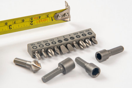 set of bits for screwdrivers on white background