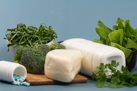 main sources of calcium for the body to help fight osteoporosis.の写真素材