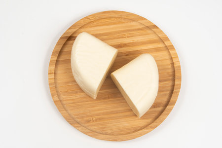 Minas half-cured cheese on a bamboo tray.の写真素材