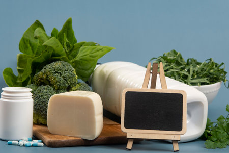 main sources of calcium for the body to help fight osteoporosis.の写真素材