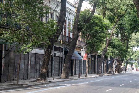 Rio de Janeiro, Brazil - october 16, 2022: Carioca street in the city center, with old facadesのeditorial素材