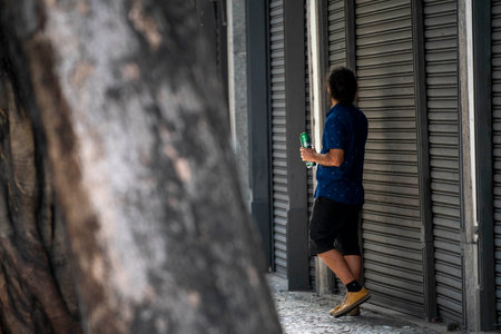 Rio de Janeiro, Brazil - october 16, 2022: Carioca street in the city center, with old facadesのeditorial素材