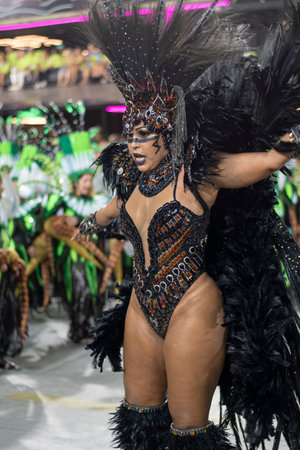 Rio, Brazil - April 22, 2022: Samba School Unidos da Tijuca in the Rio Carnival, held at the Marques de Sapucai Sambadromeのeditorial素材