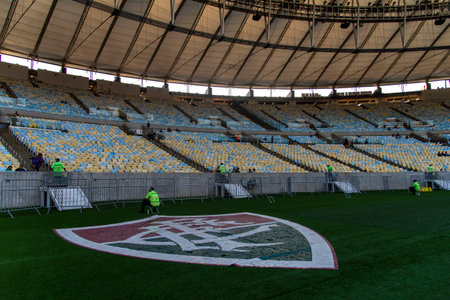 Rio, Brazil - november 09, 2022, Empty arena before match between Fluminense vs Goias by 37th round of Brazilian Championship, A serie in Maracana Stadiumのeditorial素材