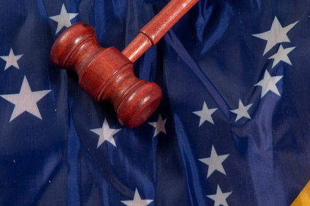 hammer symbol of justice on the Brazilian flag featuring the courts of the country