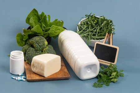 main sources of calcium for the body to help fight osteoporosis.の写真素材