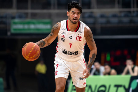 Rio, Brazil - November 29, 2022: Aguirre of Flamengo during the men's New Brazilian Basketball (NBB) at Maracanazinho Stadiumのeditorial素材