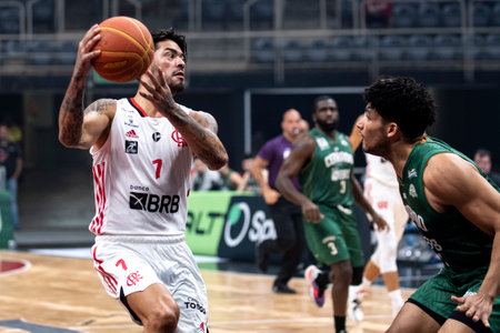 Rio, Brazil - November 29, 2022: Aguirre of Flamengo vs Cerrado during the men's New Brazilian Basketball (NBB) at Maracanazinho Stadiumのeditorial素材