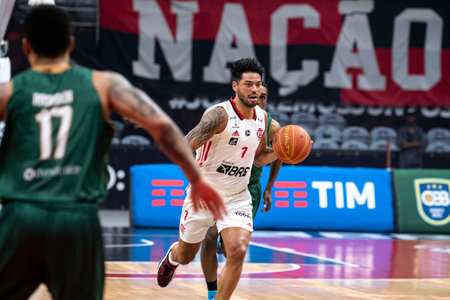 Rio, Brazil - November 29, 2022: Aguirre of Flamengo3 during the men New Brazilian Basketball (NBB) at Maracanazinho Stadiumのeditorial素材