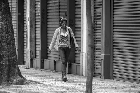 Rio de Janeiro, Brazil - october 16, 2022: Carioca street in the city center, with old facadesのeditorial素材