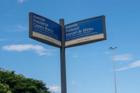 Rio, Brazil - January 03, 2023: signage and identification plate with the name of the street in the city of Rio de Janeiroのeditorial素材