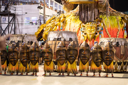 Rio, Brazil - April 24, 2022: Samba School Vila Isabel in the Rio Carnival, held at the Marques de Sapucai Sambadromeのeditorial素材