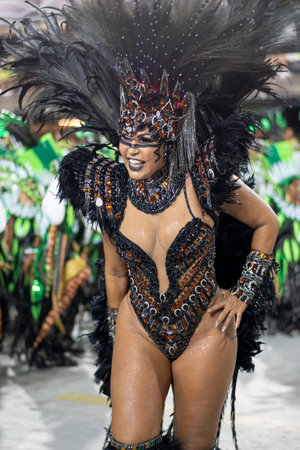 Rio, Brazil - April 22, 2022: Samba School Unidos da Tijuca in the Rio Carnival, held at the Marques de Sapucai Sambadromeのeditorial素材