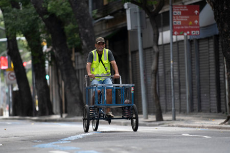 Rio de Janeiro, Brazil - october 16, 2022: Carioca street in the city center, with old facadesのeditorial素材