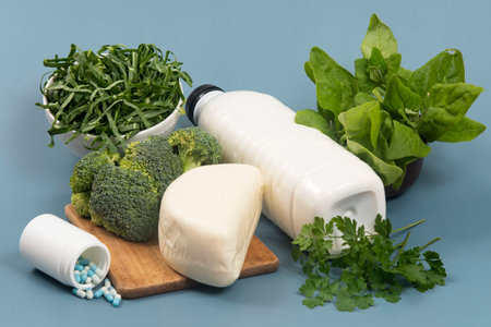main sources of calcium for the body to help fight osteoporosis.の写真素材