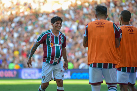 Rio, Brazil - February 25, 2023, German Cano player in match between Fluminense vs Portuguesa-RJ by 08th round of Carioca Championship, in Maracana Stadiumのeditorial素材