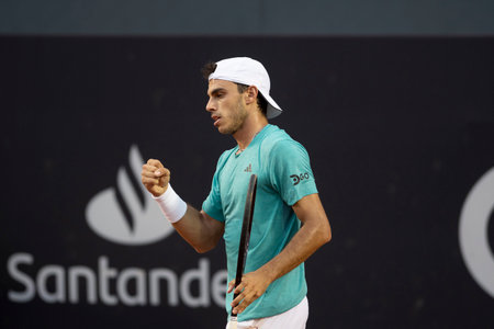 Rio, Brazil - February 23, 2023: Francisco Cerundolo (ARG) player in match against Zapata Miralles (ESP) by Rioopen 2023 ATP 500, in Rio de Janeiro Jockey Clubのeditorial素材