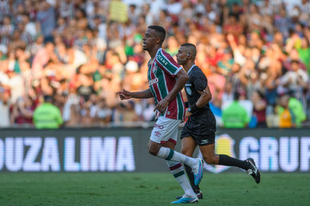 Rio, Brazil - February 25, 2023, Keno player in match between Fluminense vs Portuguesa-RJ by 08th round of Carioca Championship, in Maracana Stadiumのeditorial素材