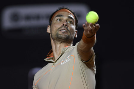 Rio, Brazil - February 23, 2023: Fabio Fognini (ITA) player in match against Carlos Alcaraz (ESP) by Rioopen 2023 ATP 500, in Rio de Janeiro Jockey Clubのeditorial素材