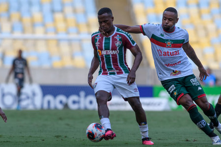 Rio, Brazil - February 25, 2023, John Arias player in match between Fluminense vs Portuguesa-RJ by 08th round of Carioca Championship, in Maracana Stadiumのeditorial素材