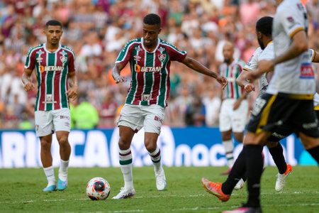 Rio, Brazil - March 18, 2023, Keno player in match between Fluminense vs Volta Redonda by semifinal round of Carioca Championship, in Maracana Stadiumのeditorial素材