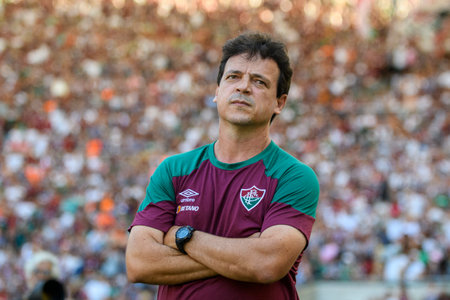 Rio, Brazil - March 18, 2023, Fernando Diniz coach in match between Fluminense vs Volta Redonda by semifinal round of Carioca Championship, in Maracana Stadiumのeditorial素材
