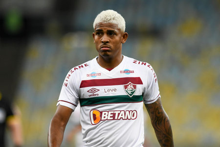 Rio, Brazil - April 12, 2023, John Kennedy player in match between Fluminense vs Paysandu by 3rd round of Brazilian Cup, in Maracana Stadiumのeditorial素材