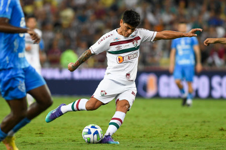 Rio, Brazil - April 12, 2023, German Cano player in match between Fluminense vs Paysandu by 3rd round of Brazilian Cup, in Maracana Stadiumのeditorial素材